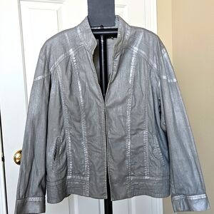 CHICO'S Platinum Women's Jacket sz 3 - in Chicoland that's a 16. Silvertone.